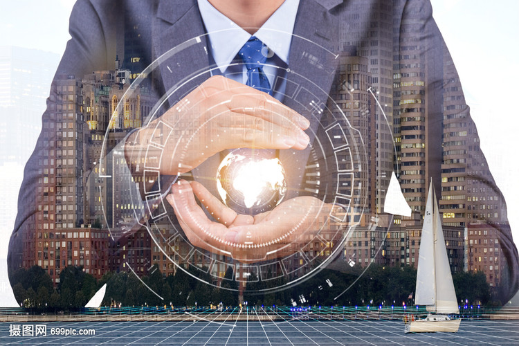 商務科技感素材全球化海報背景