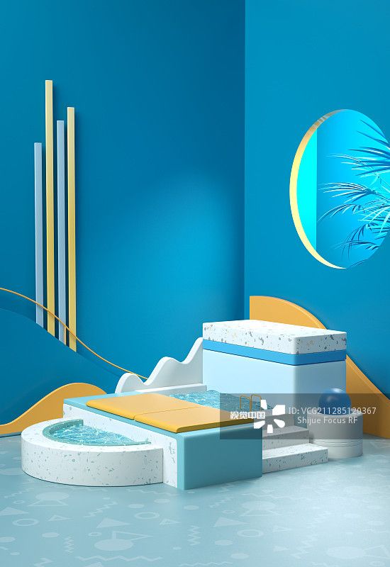 3D渲染模擬場景產品展臺創意圖正版圖片素材